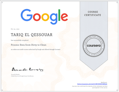 Process Data from Dirty to Clean Certificate