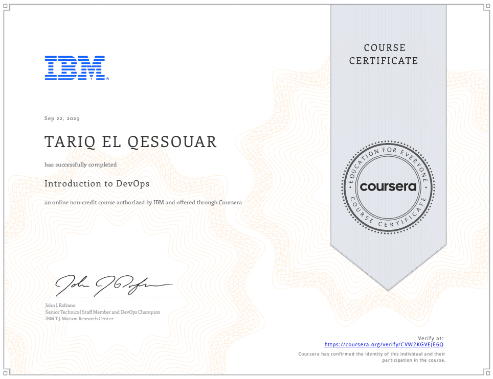 Introduction to DevOps Certificate